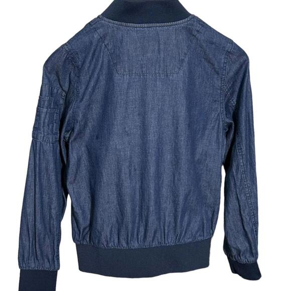 Members Only Girls' (10-12) Blue Denim Soft/Lightweight Cotton Bomber Jacket - Picture 2 of 10